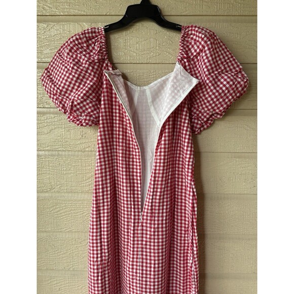 IVY CITY CO. womens Liberty Long Maxi Dress size 12 Red & White Gingham Check - Picture 7 of 10